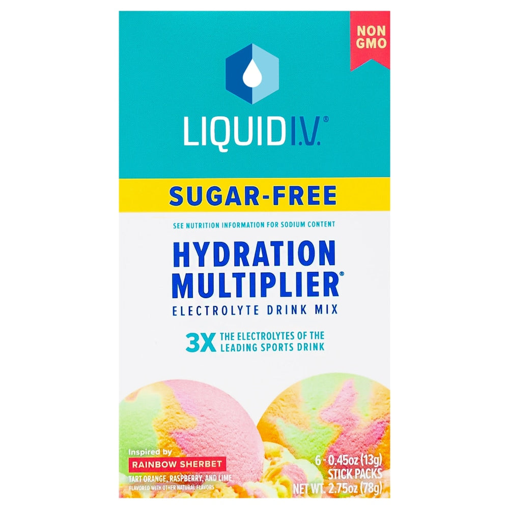 Liquid I.V. Hydration Multiplier - Sugar Free Electrolyte Drink Mix Rainbow Sherbet